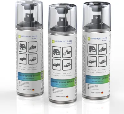 Produktbild von 3x AUPROTEC Lackspray Schwarz glänzend AUPROPAINT Sprühlack 400ml