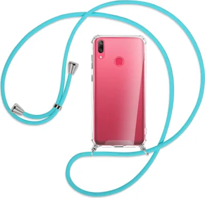 Produktbild von Handykette Backcover-Schutzhülle mit Band (Metall silberfarben) für Huawei Y7 2019, Y7 Prime 2019 - türkis
