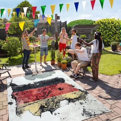 Image de Tapis de terrasse intérieur et extérieur Drapeau allemand Aspect béton moderne Dimensions 160 x 220 cm