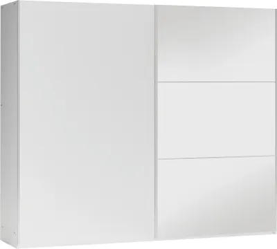 Produktbild von BETTSO Zweitüriger großer weißer GOVI 250 Kleiderschrank mit Spiegel und Schubladen für das Schlafzimmer