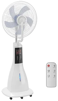 Produktbild von Stehventilator mit Wassernebel, 75° Oszillation, 3 Geschwindigkeiten, 3 Modi, Weiß