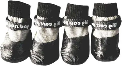 Immagine prodotto di Scarpe impermeabili per cani di piccola taglia - Set da 4 - Punte in gomma nera - Pantofole per cani - Scarpe protettive per zampe