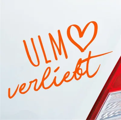 Produktbild von Auto Aufkleber Ulm verliebt Herz Stadt Heimat Liebe Car 19x10 cm Orange Sticker Heckscheibenaufkleber