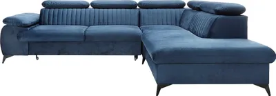 Produktbild von Großes Ecksofa rechts in dunkelblauem Velours - SAMARA by Pascal Morabito