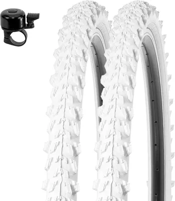 Produktbild von 2 x Kenda 24" Pyscho K-829 Fahrradreifen in Weiß 50-507 (24 x 1,95) inkl. maxxi4you Fahrradklingel
