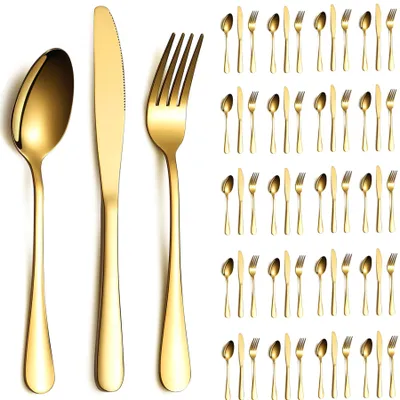 Gouden Besteckset 60-teilig für 20 Personen, Edelstahl