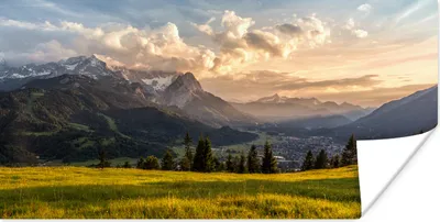 Produktbild von MuchoWow® Poster Ein Sonnenuntergang im Frühling im Werdenfelser Land 120x60 cm - Bild