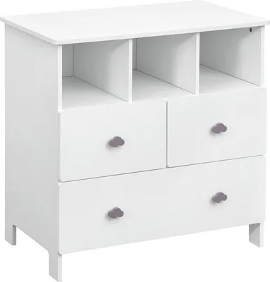 Image de Commode blanche pour enfant à 3 tiroirs en MDF, 80 x 48 x 82 cm