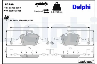 Produktbild von DELPHI Bremsbeläge Satz Vorne Bremsklötze für BMW 5 Touring (G31) LP3299