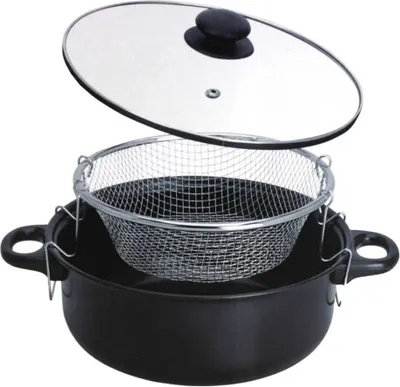 Zdjęcie produktu dla Doskonała frytkownica Houseware-Basic, stal węglowa, 21x9 cm, 3,5 l, czarna