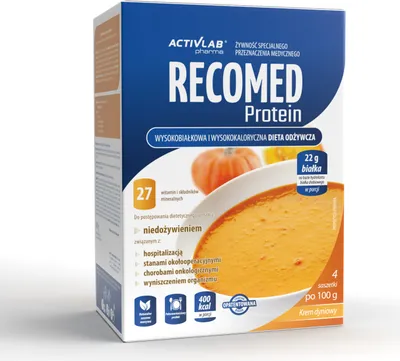 Produktbild von Activlab RECOMED Protein 4 x 100g (Beutel) eiweißreiche und kalorienreiche Ernährung - Lebensmittel für besondere medizinische Zwecke - Kürbiscreme