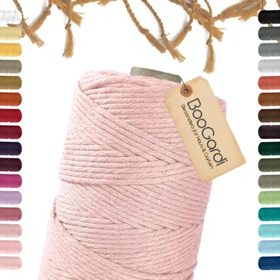 Image de Fil macramé 100% coton - Couleur : rose clair - Taille : 3mm x 200m