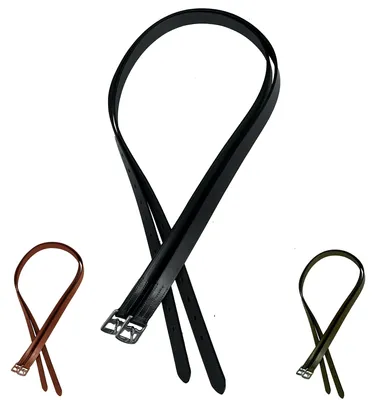 Leder-Steigbügelriemen, 60 Zoll, Schwarz, 2er-Pack