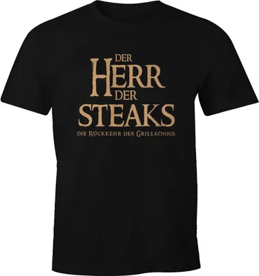 Produktbild von Herren T-Shirt Der Herr der Steaks die Rückkehr des Grillkönigs Fun-Shirt Moonworks® schwarz XL