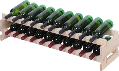 Produktbild von Weinregal VINOTECA FLEX PRO | HxBxT 23x103x28cm | 20 Flaschen auf 2 Ebenen | Massives Kiefernholz | Natur unbehandelt