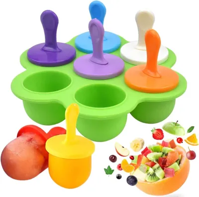 Produktbild von Eisformen aus Silikon - Wiederverwendbares Set für Eis am Stiel - Spülmaschinenfest und BPA-frei