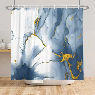 Zdjęcie produktu dla Zasłona prysznicowa marmurowa, 180x180 cm, wodoodporna, z haczykiem