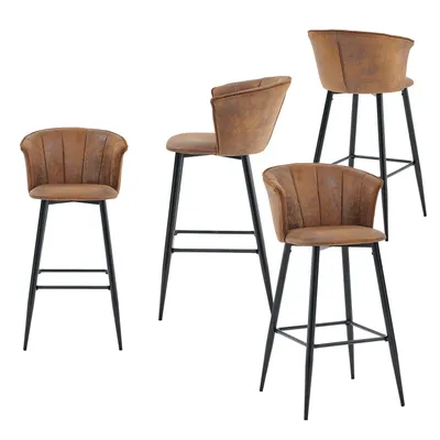 Produktbild von Meubles Cosy 4er-Set Barhocker im Industrial Stil mit Armlehnen und Rückenlehnen aus WildKunstleder – DONCIC
