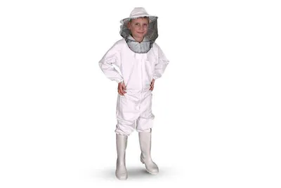 Produktbild von 4BEE Imkeranzug – Schutzkleidung mit Hut – Mit Reißverschluss – Mit Taschen – Imkerkleidung – Abnehmbarer Imkerhut - Imkereibedarf – Größe 146