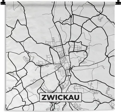 Obrázek produktu pro MuchoWow® Tapiserie Věšení na zeď Mapa města - Mapa - Zwickau - Mapa 60x60 Tapiserie dekorace Nástěnná šála