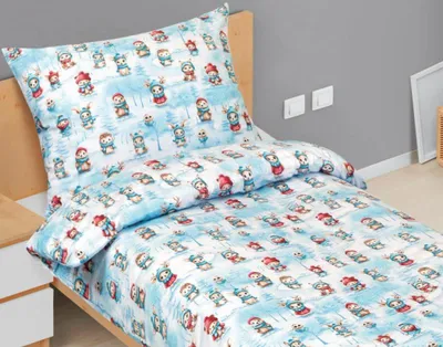 Immagine prodotto di Set di lenzuola in cotone per bambini - Natale - Bianco, blu - 140x200, 70x90