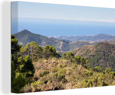 Produktbild von OneMillionCanvasses® - Leinwandbilder - 140x90 cm, Spanien - Meer - Berge, Wandbilder Kunstdruck Wanddekoration - Foto auf Leinwand - Gemälde auf Holzrahmen