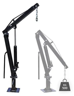 Produktbild von Pickup Kran Ladekran 0-1861 mm Höhe, 500 kg Traglast und 360° Drehkranz, massiver Standfuß zur Bodenmontage, Werkstattkran