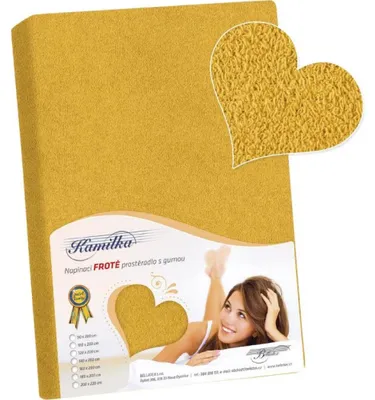 Zdjęcie produktu dla Prześcieradło frotte - musztardowe - 120 x 200