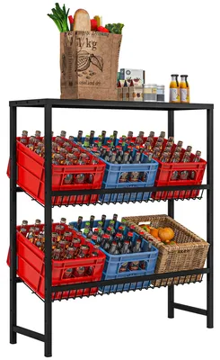Produktbild von Lagerregal, höhenverstellbar, stabiles Metall, platzsparendes Design, 210 kg belastbar, Schwarz, 103x33x114 cm, Stahl