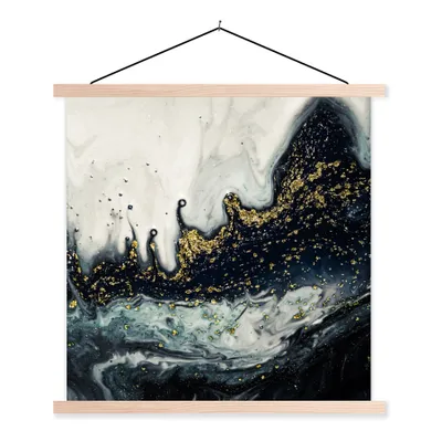 Produktbild von MuchoWow® Textilposter Marmor - Abstrakt - Gold - Luxus 40x40 cm mit holzfarbenen Rahmen - Posterleiste