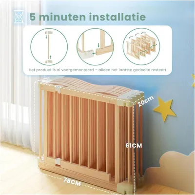 Imagen del producto de Caja de juegos de madera - Valla de juegos - Corral para bebés - Corral para gatear - Área de juego - Diseño modular - Madera de pino de Nueva Zelanda