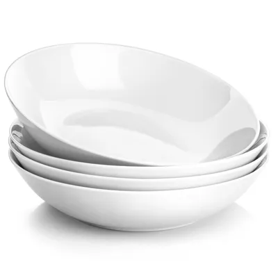 Obrázek produktu pro MALACASA Porcelánová mísa na salát, běžná řada, talíř na těstoviny, mísa na polévku, 8palcová mísa na polévku pro 4 osoby, krémově bílá