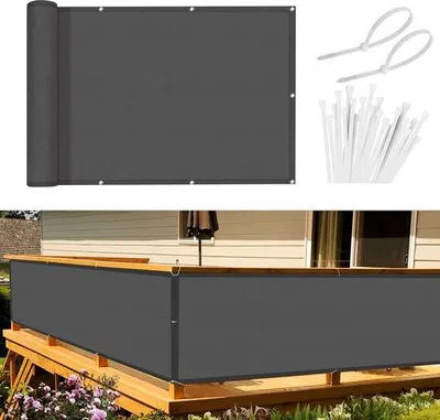 Obrázek produktu pro Balkonová zástěna 90 x 800 cm, nepropustná pro vítr, černá, 170 g/m², ochrana proti UV záření