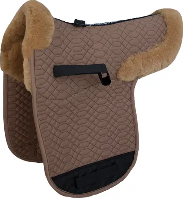 A close-up, studio shot of a horse saddle pad.