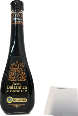 Produktbild von Kühne Aceto Balsamico di Modena vollmundig Essig aus original italienischem Rotweinessig mit Traubenmostkonzentrat 1er Pack (1x500ml Flasche) + usy Block