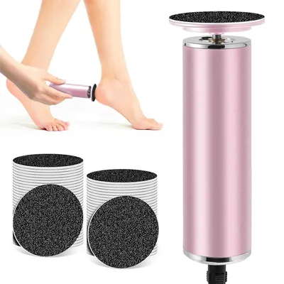Produktbild von Elektrischer Hornhautentferner für Fußpflege – Aluminiumgehäuse, 12 × 4 × 4 cm, Pink, inkl. 60 Schleifpads & Netzbetrieb