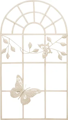 Produktbild von Nostalgie Stallfenster Fenster Metall Rahmen Schmetterling Antik-Stil creme 97cm