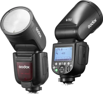 Produktbild von GODOX V1 PRO N 2,4 G kabelloser Kamerablitz, 1/8000 s HSS, 1,3 s Wiederaufladezeit mit M/TTL-Blitzmodus, 10 Stufen, einstellbare Helligkeit, unterstuetzt Typ-C-Stromversorgung, mit Netzteilanschluss und abnehmbarem Sub-Blitz, Speedlite, kompatibel mit Nikon-Kameras