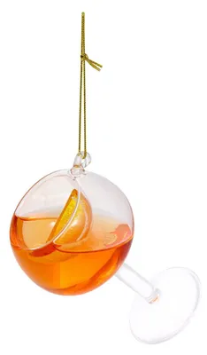 Produktbild von Tannenzweig-anhänger mit liquid-effekt aus orangefarbenem glas, 10 cm - Feeric Lights & Christmas