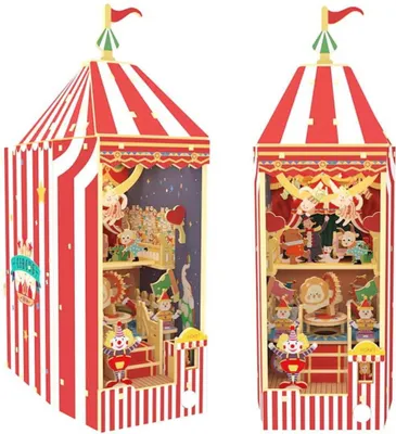 Obrázek produktu pro Habarri | DIY Book Nook - Veselý cirkus - Puzzle 3D - Miniaturní Dům s Nábytkem a LED Osvětlením