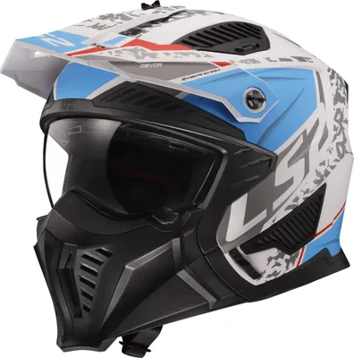 Produktbild von LS2 OF606 Drifter Devor Trial Helm, weiß matt/blau, 2XL (63/64)