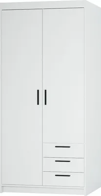 Produktbild von Masseno Drehtürenschrank ELENORA 90 cm Kleiderschrank Schlafzimmer Schrank 2-türig Weiß