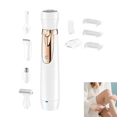 Produktbild von 5-in-1 Damen Elektrorasierer, wiederaufladbar, für Körper, Gesicht, Bikinizone, Nase und Augenbrauen