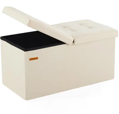 Imagen del producto de Banco otomano plegable con tapa abatible para almacenamiento