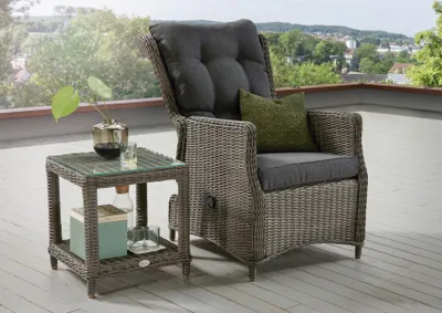 Produktbild von Destiny Balkonset CASA RELAX Sessel + Beistelltisch 46x46x50cm, vintage grau