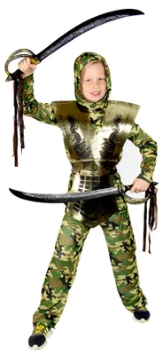 Produktbild von Camouflage Ninja gold Kostüm für Kinder, Größe:146/152