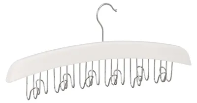 Immagine prodotto di 5 x porta-cinture da armadio, ganci per 12 cinture, ganci girevoli a 360°, legno di loto, 17,5 x 43 x 5,5 cm, bianco/argento