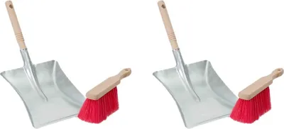 Produktbild von Novaliv 2x Kehrschaufel Set verzinkt Elastonborsten Kehrblech und Handfeger Set Kehrset Kehrgarnitur dustpan and brush Handfeger Elaston Kehrwisch Kaminzubehör Kaminbesen Kehrschaufel
