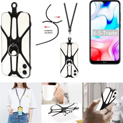 Produktbild von K-S-Trade 3in1 Handykette Handyband Handykordel Halsband Smartphone-Ring Handy-Ring kompatibel mit Xiaomi Redmi 8 Fingerhalterung Handyring
