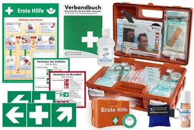 Produktbild von Erste-Hilfe-Koffer M5 QUICK für Betriebe mit aktueller DIN/EN 13157 - KOMPLETTPAKET- inkl. Notfallbeatmungshilfe + Hygiene-Gel + Sprühpflaster
